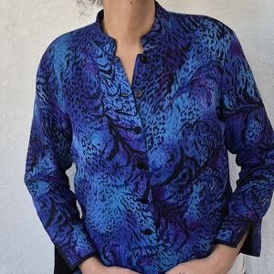 Chico's 100% Silk Abstract Design Shirt Jacket